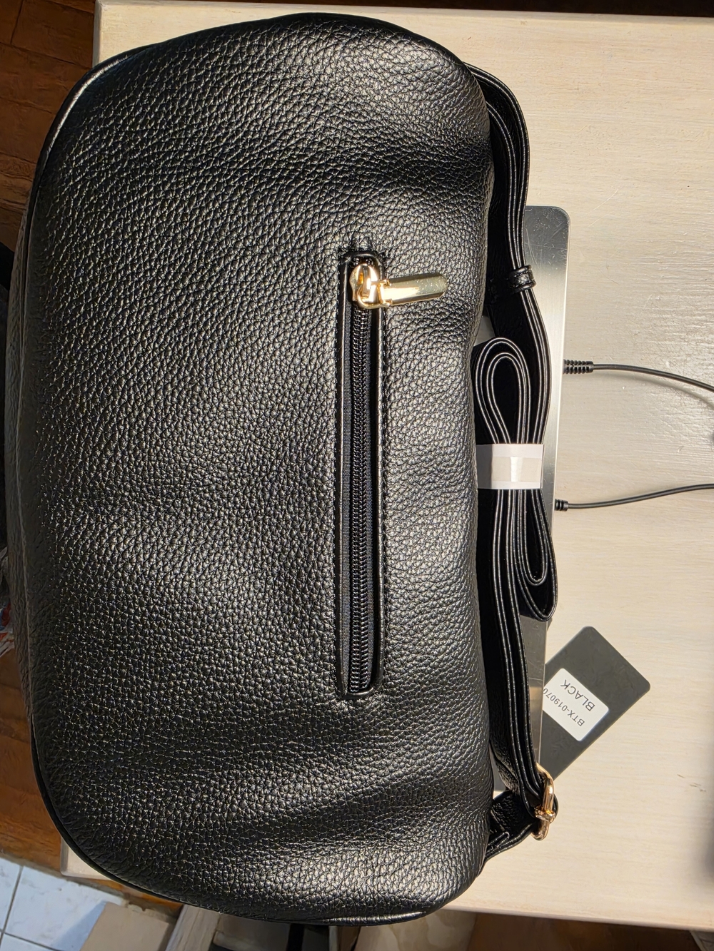 Black Pebbled Leather Shoulder Bag - Picture 2 of 5